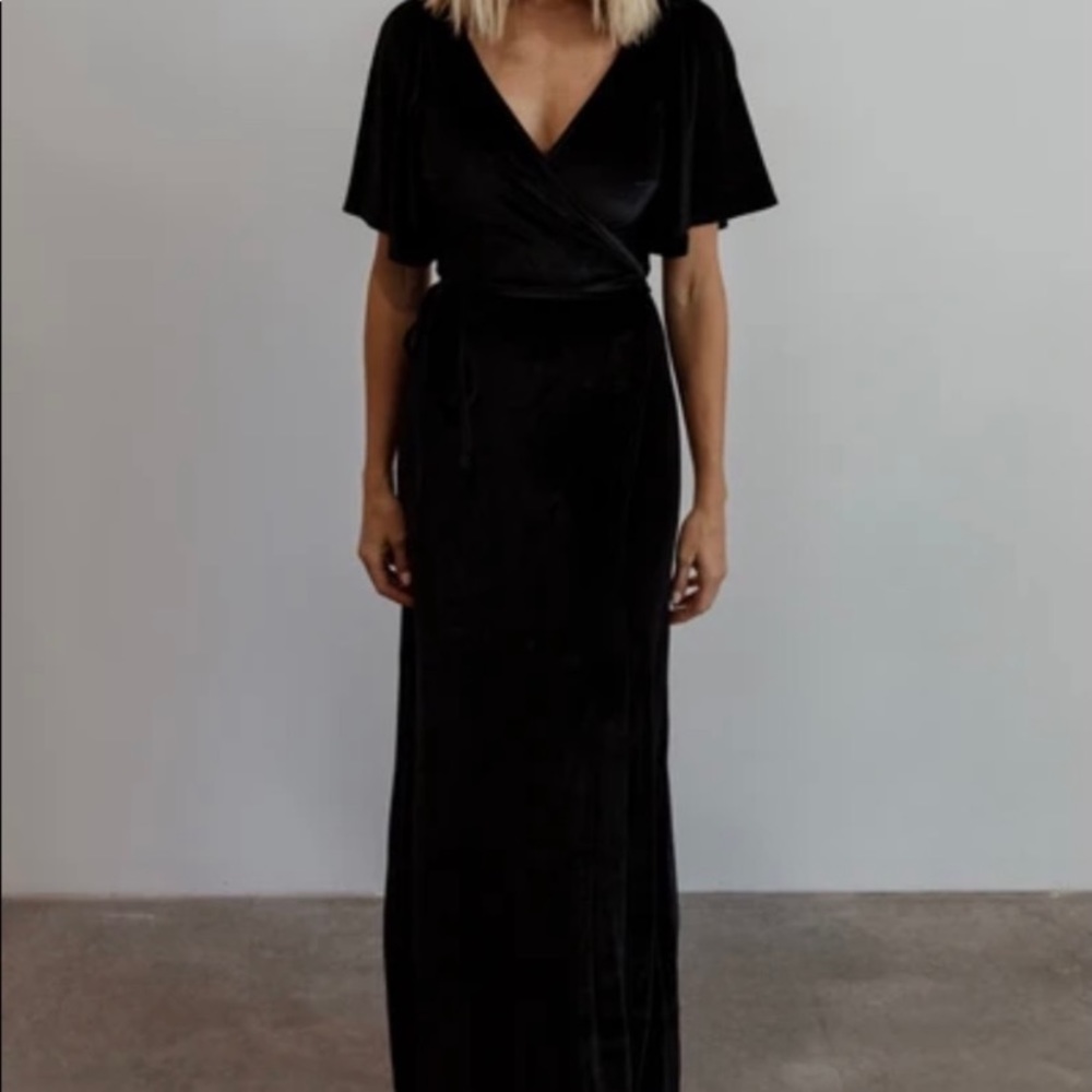 Baltic Born Black Wrap Velvet Maxi